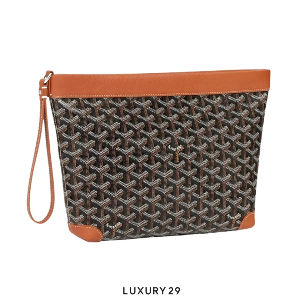 Goyard Conti pouch Black & Tan(Small, Brown)