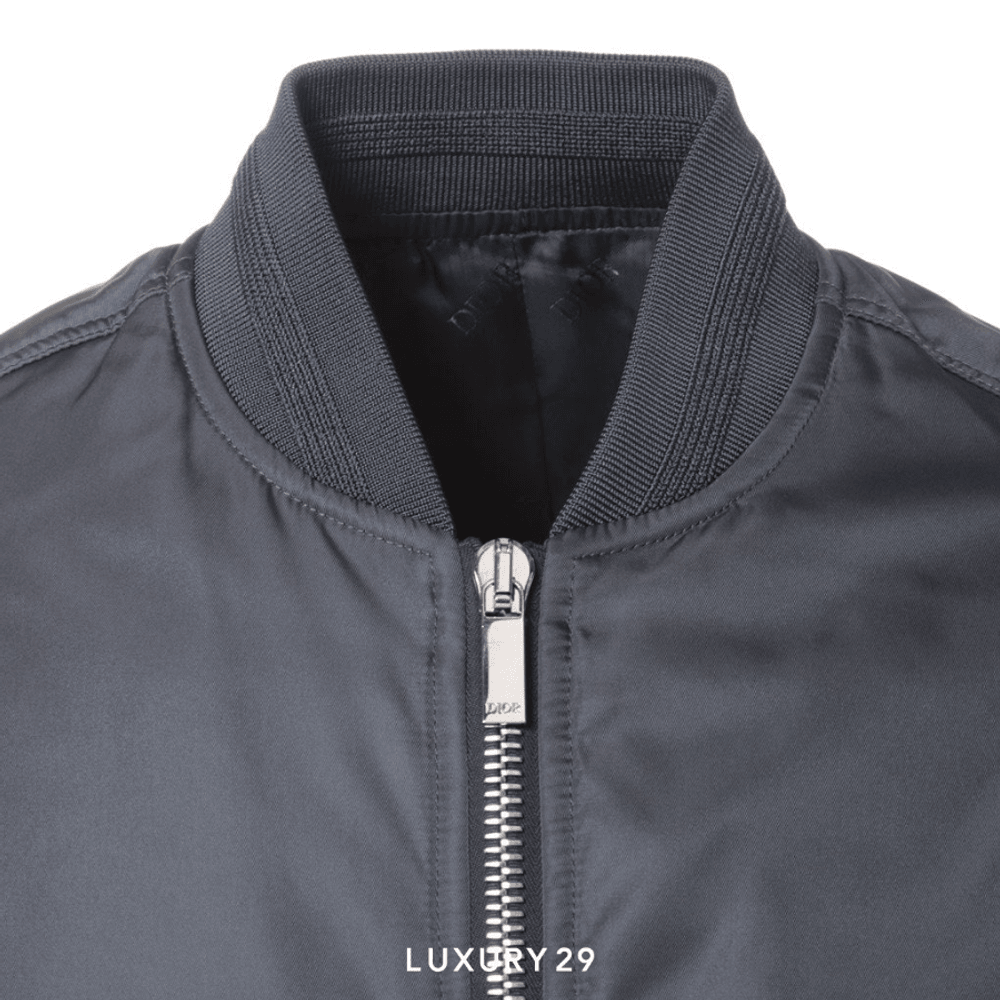 DIOR Nylon Blouson 44 Men's Green Logo embroidery bomber jacket(XS, Black)