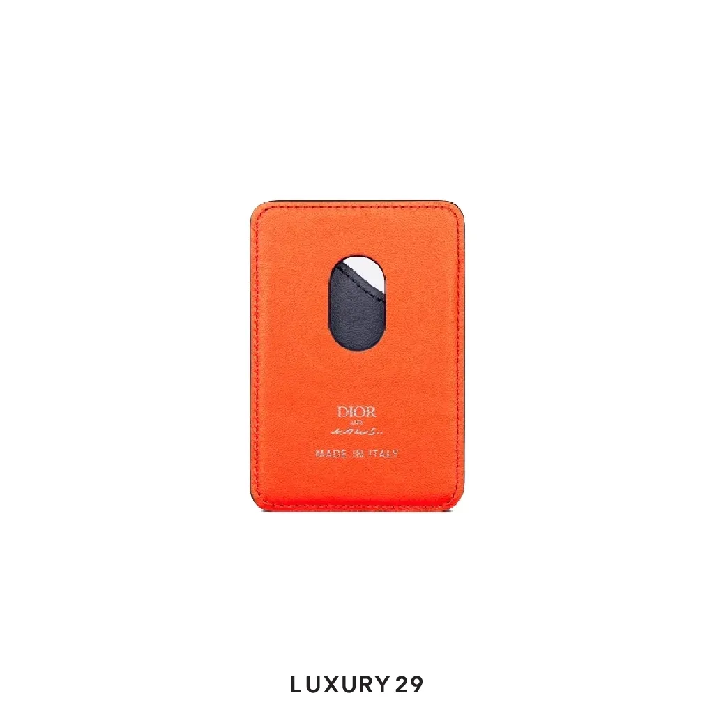 Dior And Kaws Saddle Magnetic Card Holder Red/Navy Blue(Small, Blue)