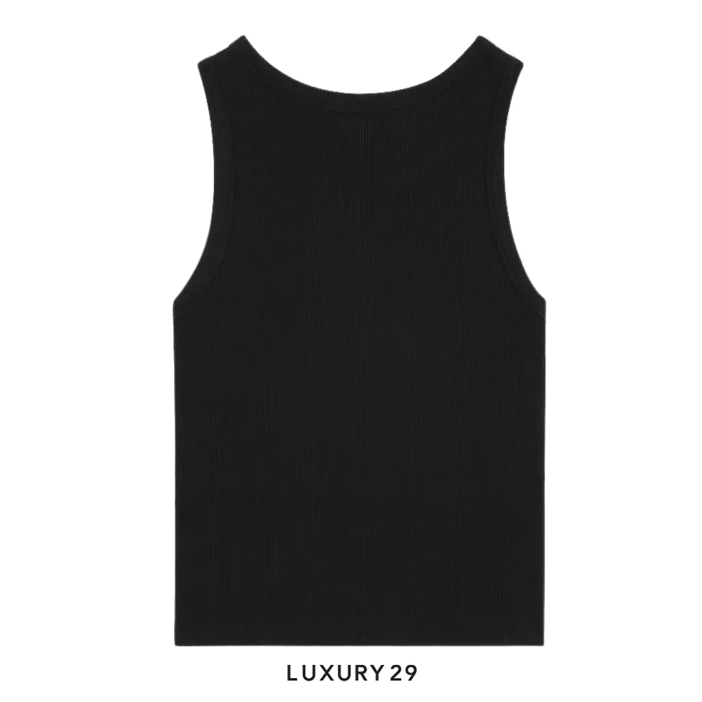 Celine triomphe tank top IN ribbed cotton Tank Top Black(M, Black)