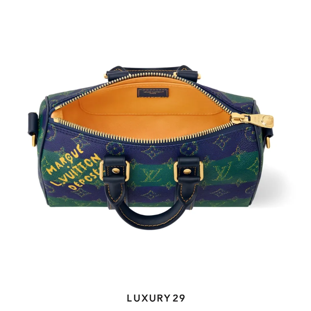 Louis Vuitton LV Keepall Bandouliere 25 Bag Blue Stripes(Small, Blue)