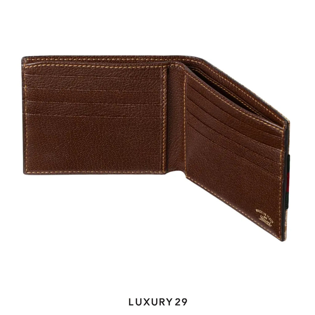 Gucci Bi-fold wallet with Web(Small, Brown)