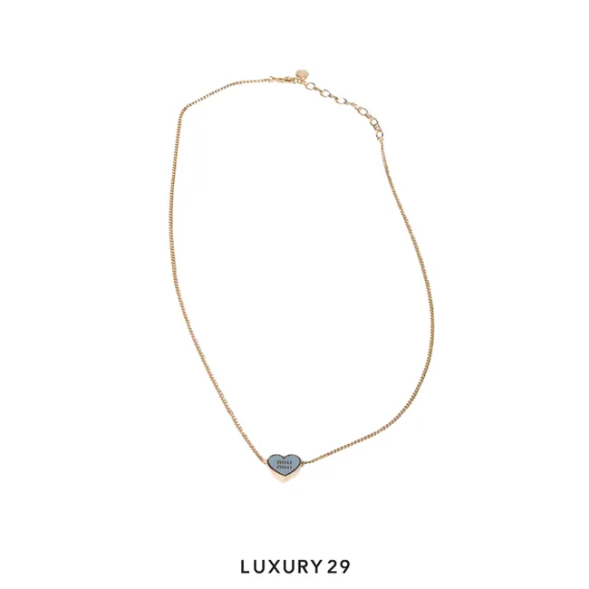 Miu Miu metal necklace heart-shaped pendant Gold/Celeste