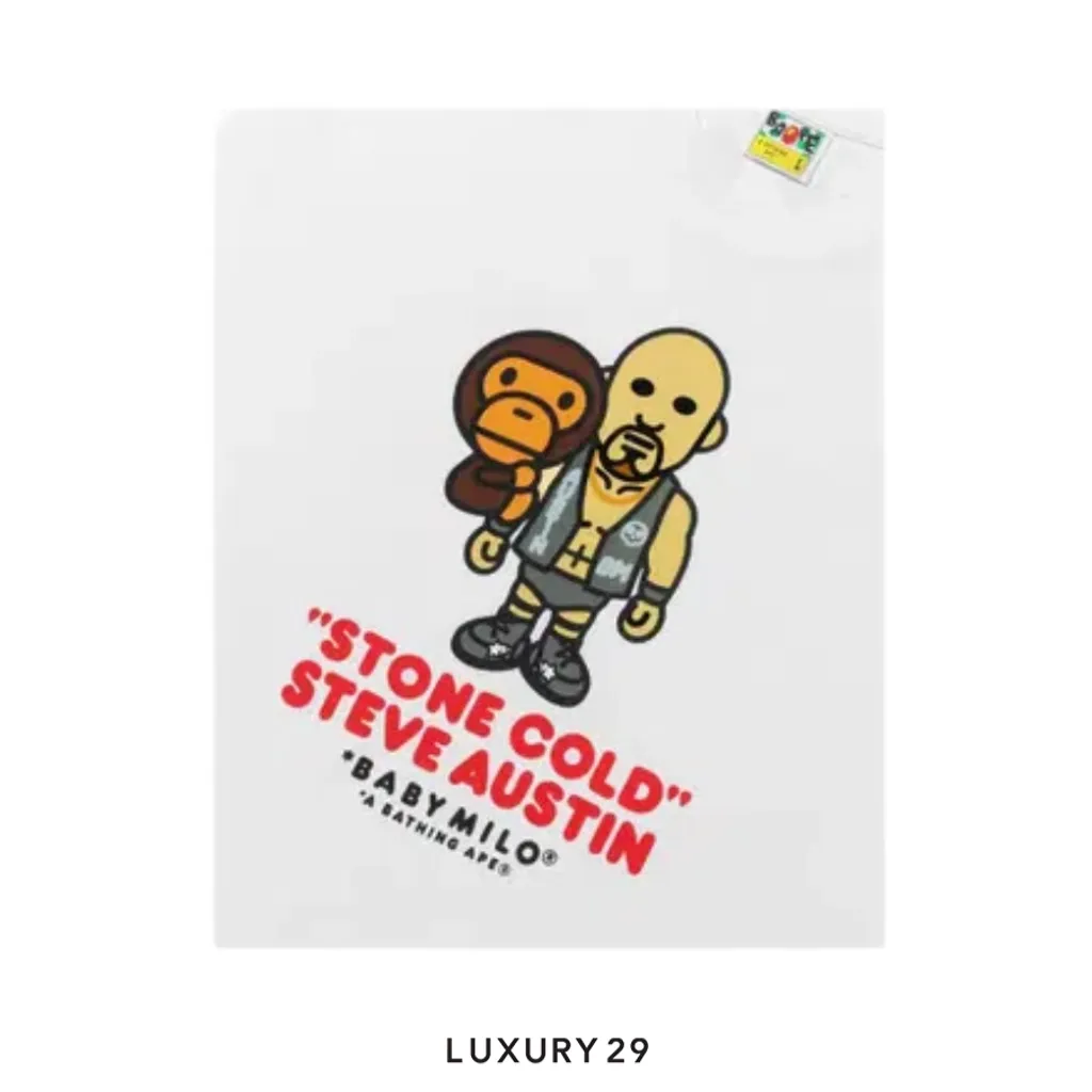 Bape X WWE Stone Cold Steve Austin Baby Milo Relaxed Fit Tee White(S, White)