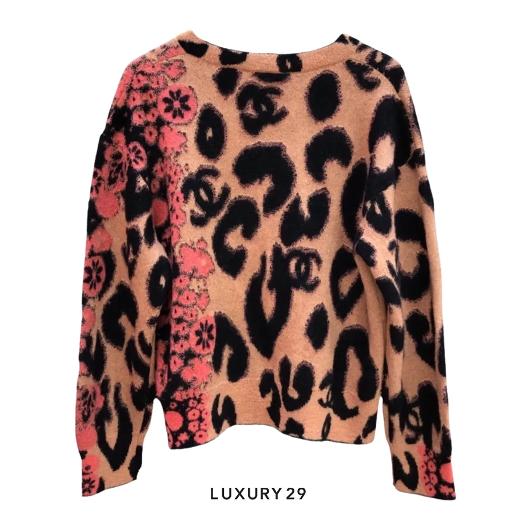Chanel Cardigan Cashmere & Mohair Beige, Black & Coral(S, Orange)