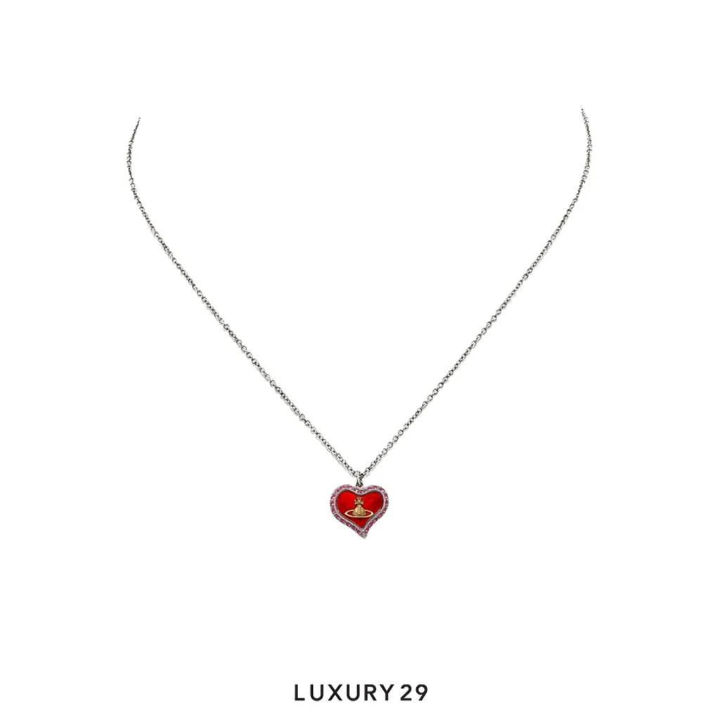 Vivienne Westwood Petra Pendant Necklace Rose Crystal(Free Size, Red)