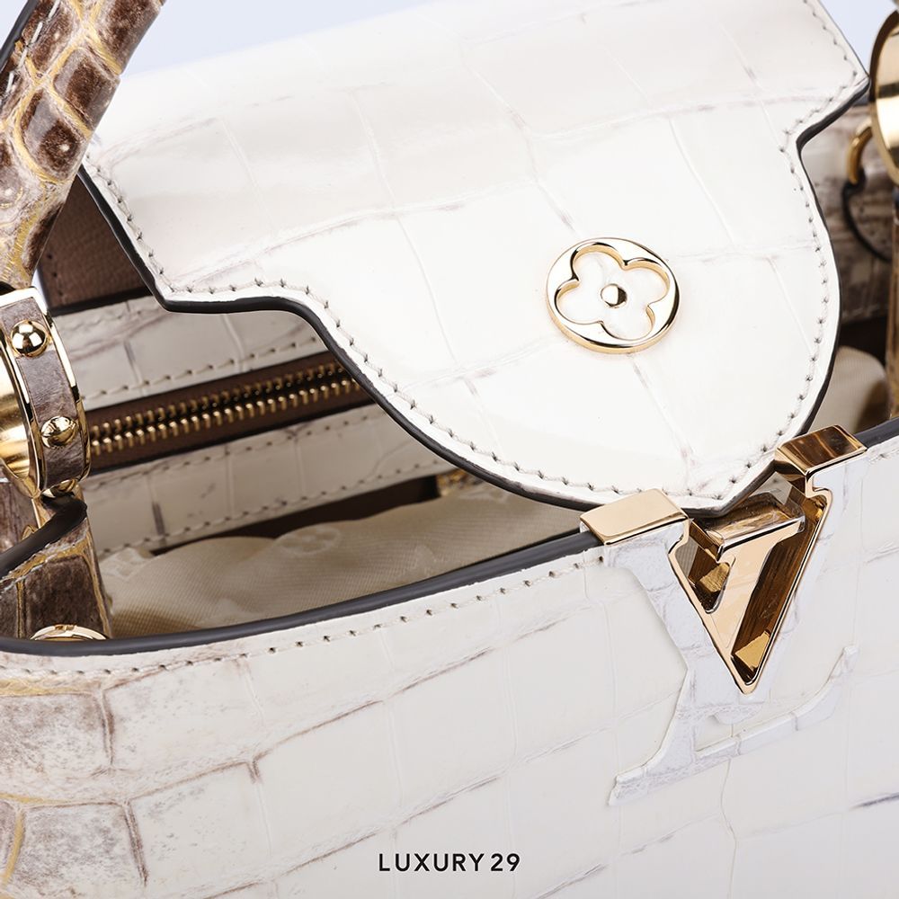 Louis Vuitton LV Capucines BB Crocodilien Brillant(Small, White)