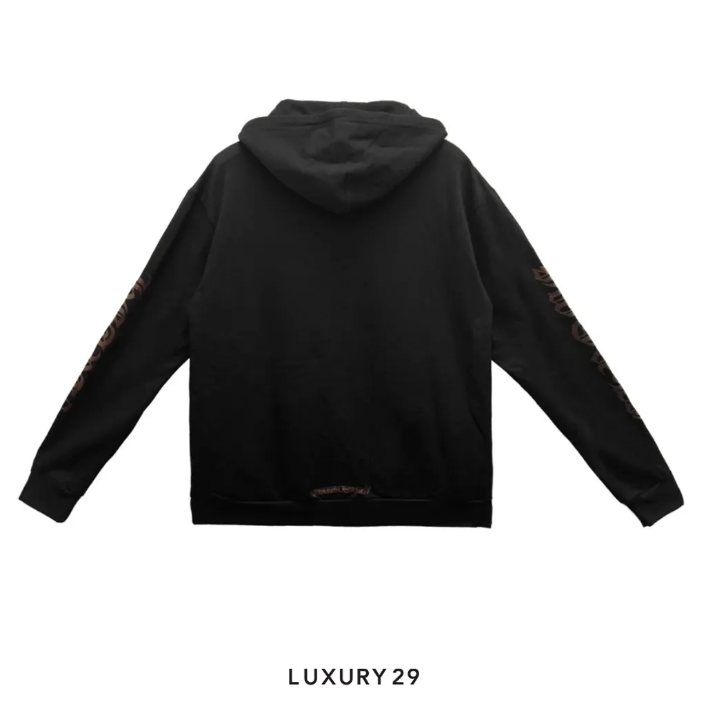 Chrome Hearts Glitter Arm Inside Zipped Hoodie Black/Brown(L, Black)