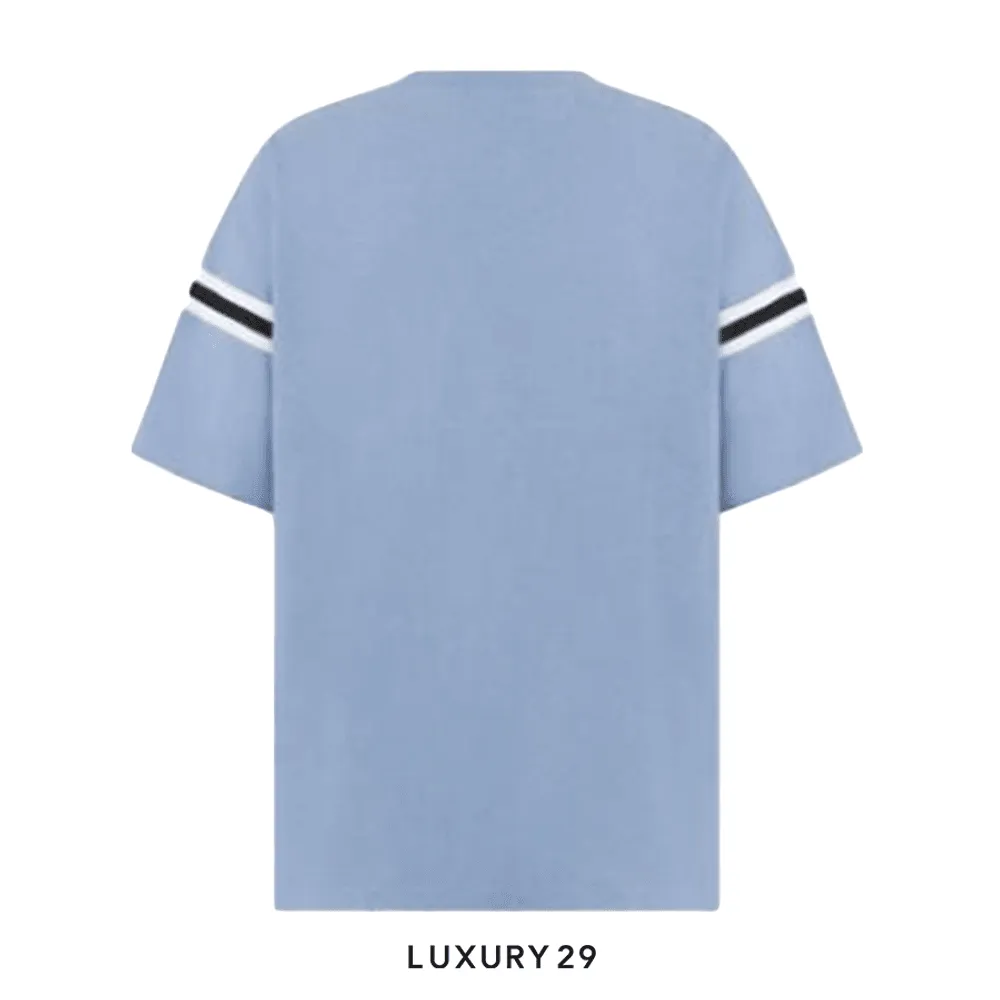 Dior Oversized T-Shirt Navy Blue Slub Cotton Jersey(M, Blue)