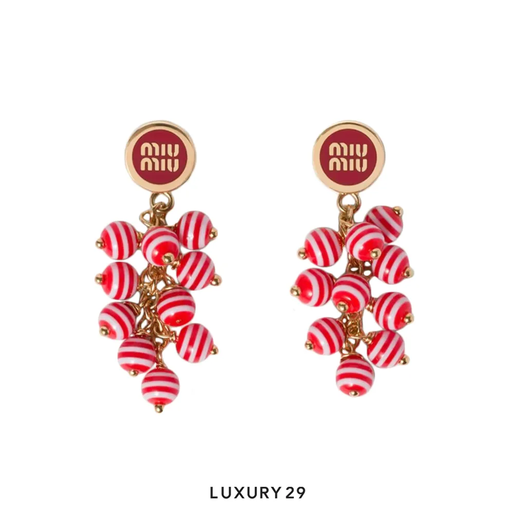 Miu Miu Orecchini in metallo e perle sintetiche Rosso(Free Size, Red)
