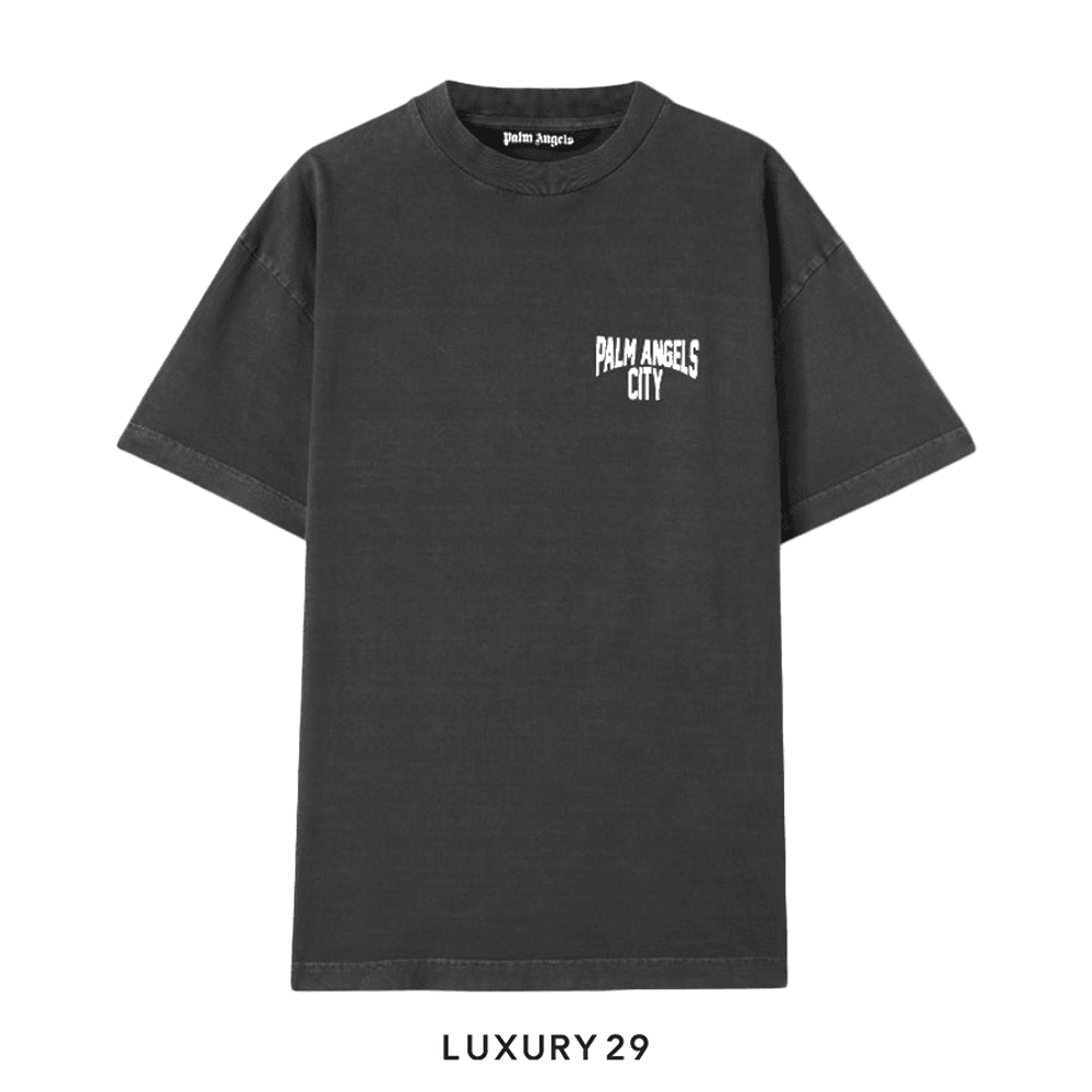 Palm Angels PA CITY WASHED T-SHIRT DARK GREY WHITE(XL, Grey)