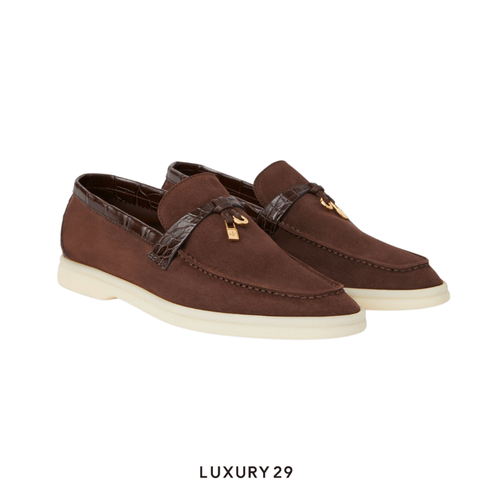 Loro Piana Summer Charms Walk Suede Chocolate(39, Brown)
