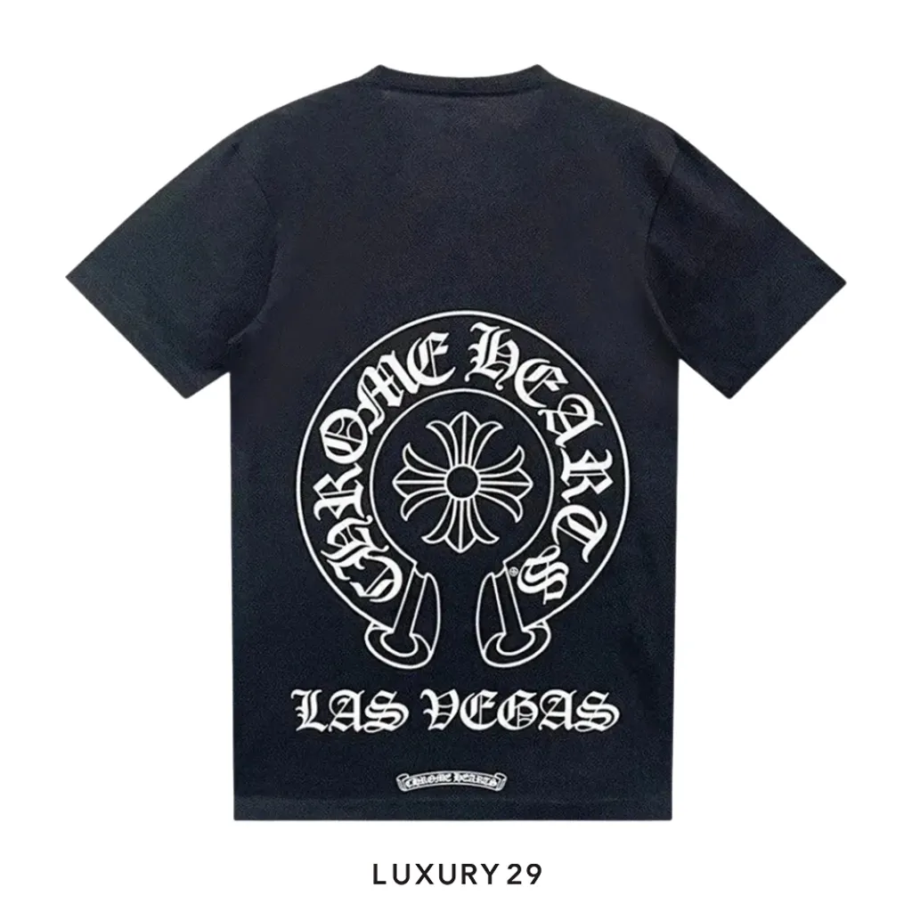 Chrome Hearts Las Vegas HorseShoe Logo Pocket T-Shirt Black(L, Black)