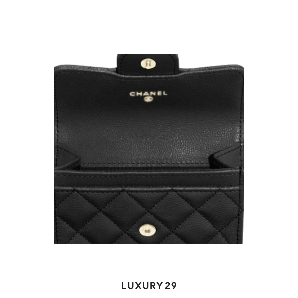 Chanel Classic Card Holder Lambskin & Gold-Tone Metal Black