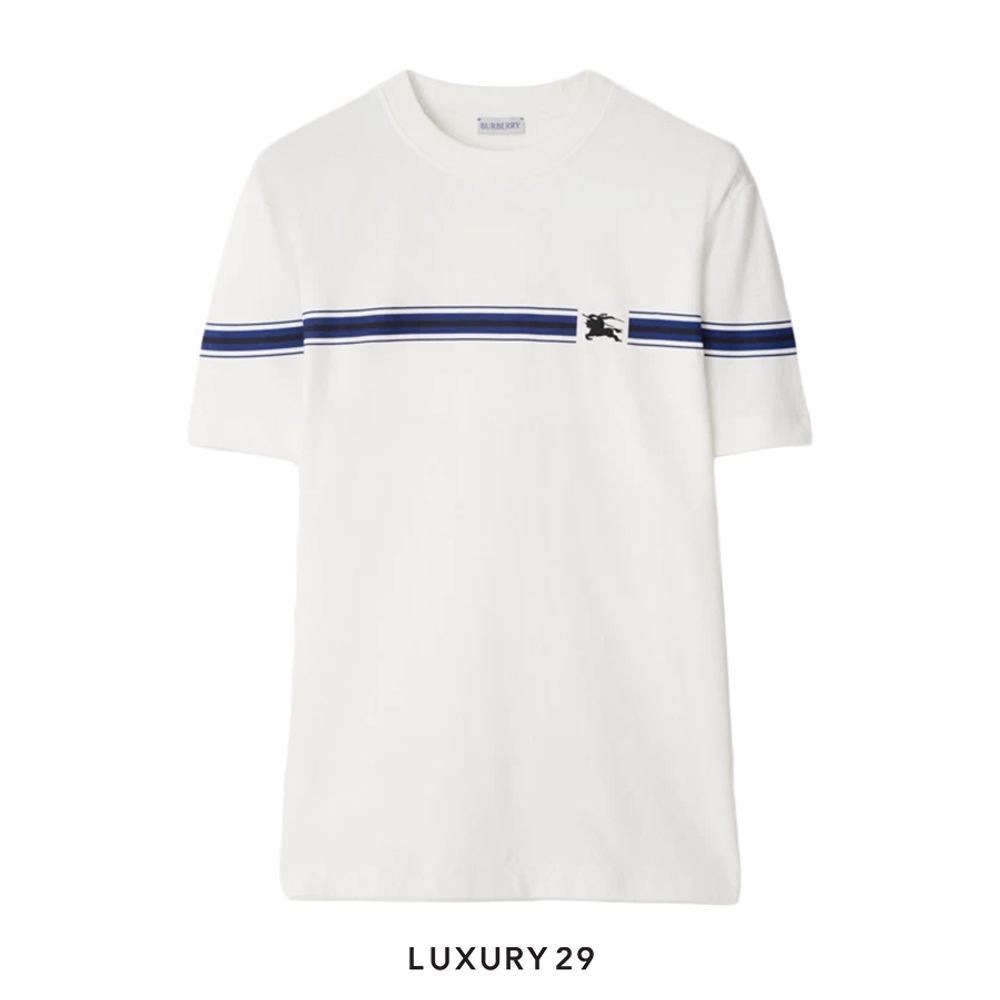 Burberry Stripe Cotton T-shirt in Salt(S, White)