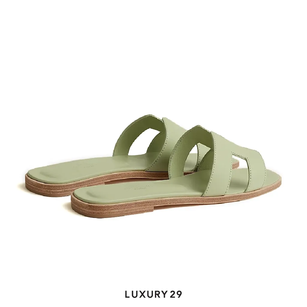 Hermes Oran Sandal Vert de mer(38, Green)