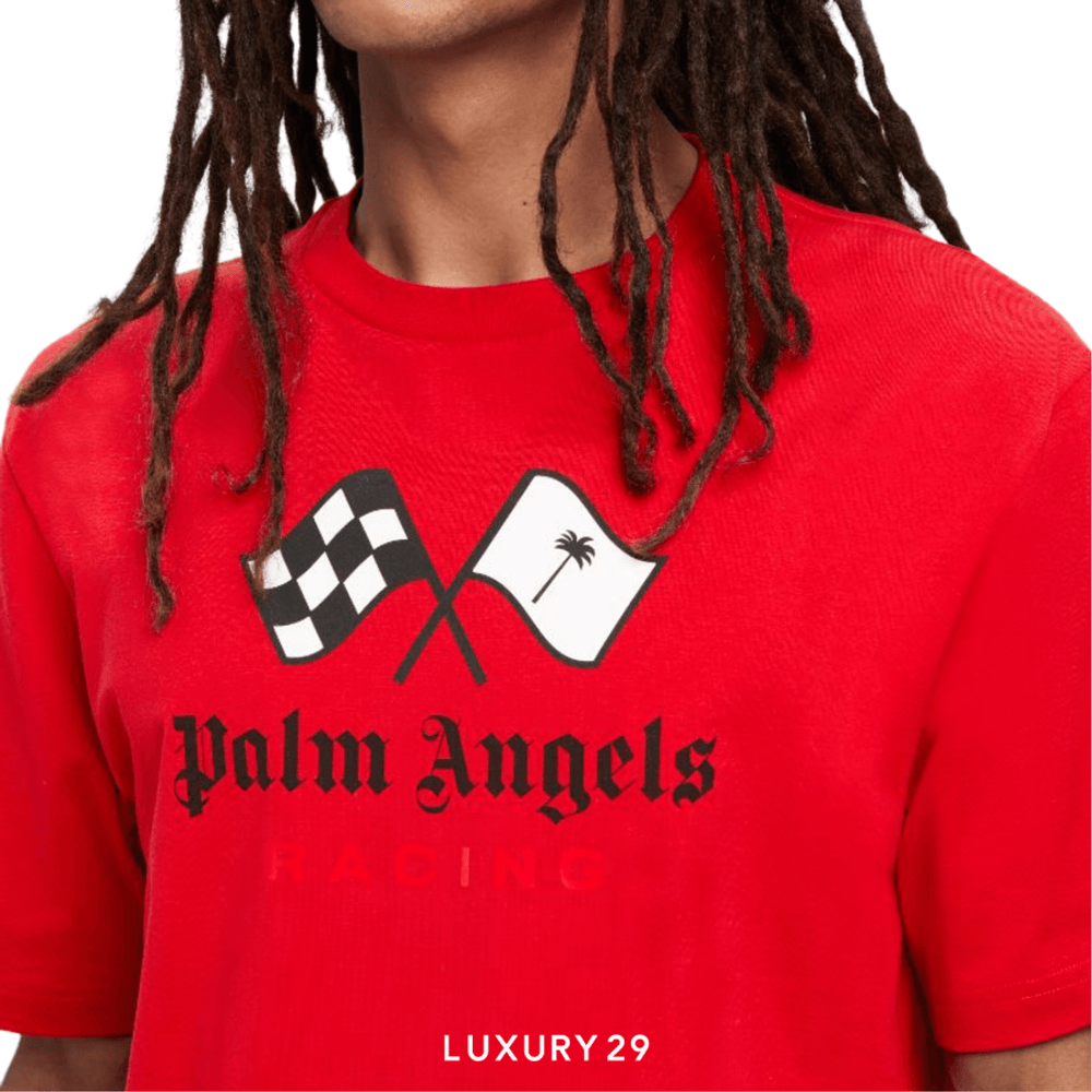 Palm Angels T-SHIRT RACING RED RED BLACK(M, Red)