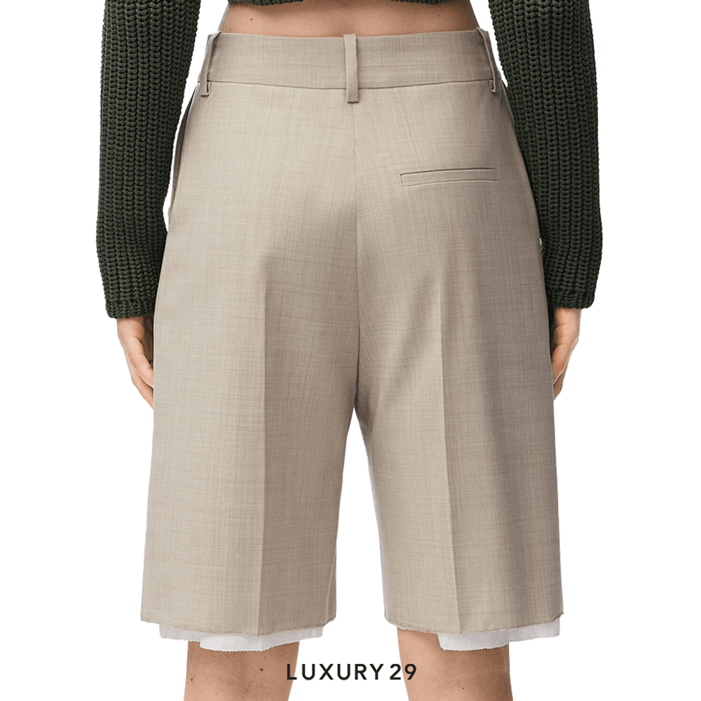 LOEWE Anagram shorts in wool Light Beige Melange(34, Neutrals)