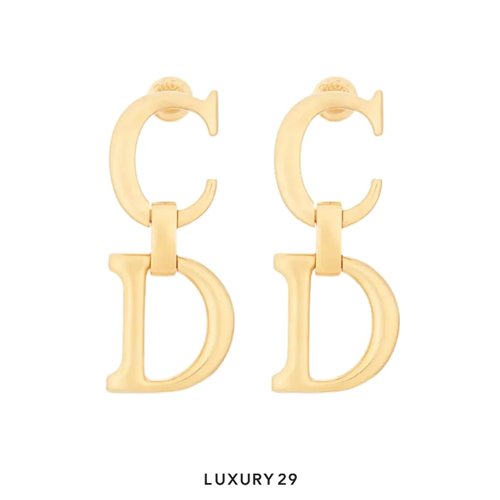 Dior Saddle Earrings Gold-Finish Metal(Free Size, Gold)