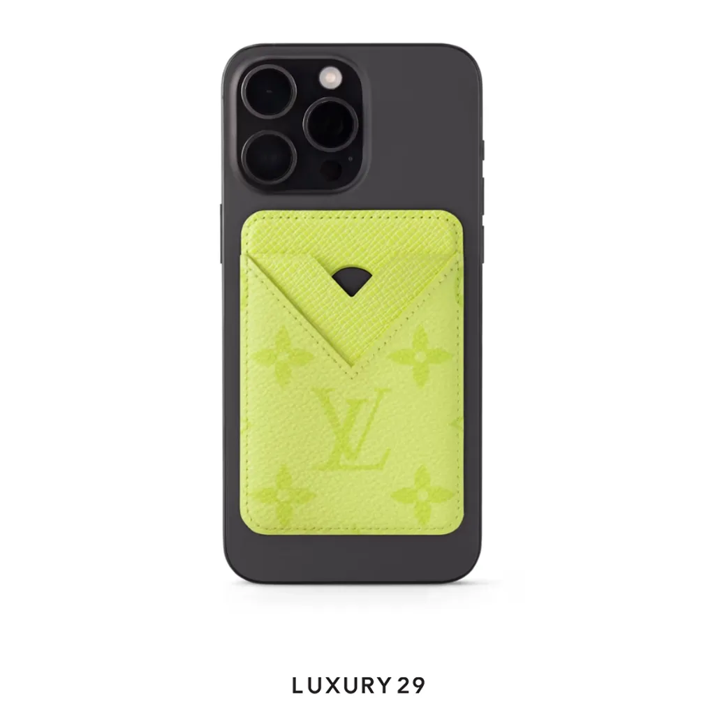 Louis Vuitton LV Porte-Cartes Magnet Monogram coated canvas and Taiga cowhide leather Lemon Yellow(Small, Yellow)