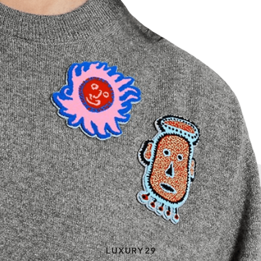 Louis Vuitton LV x YK Faces Patches Cashmere Jumper(M, Grey)