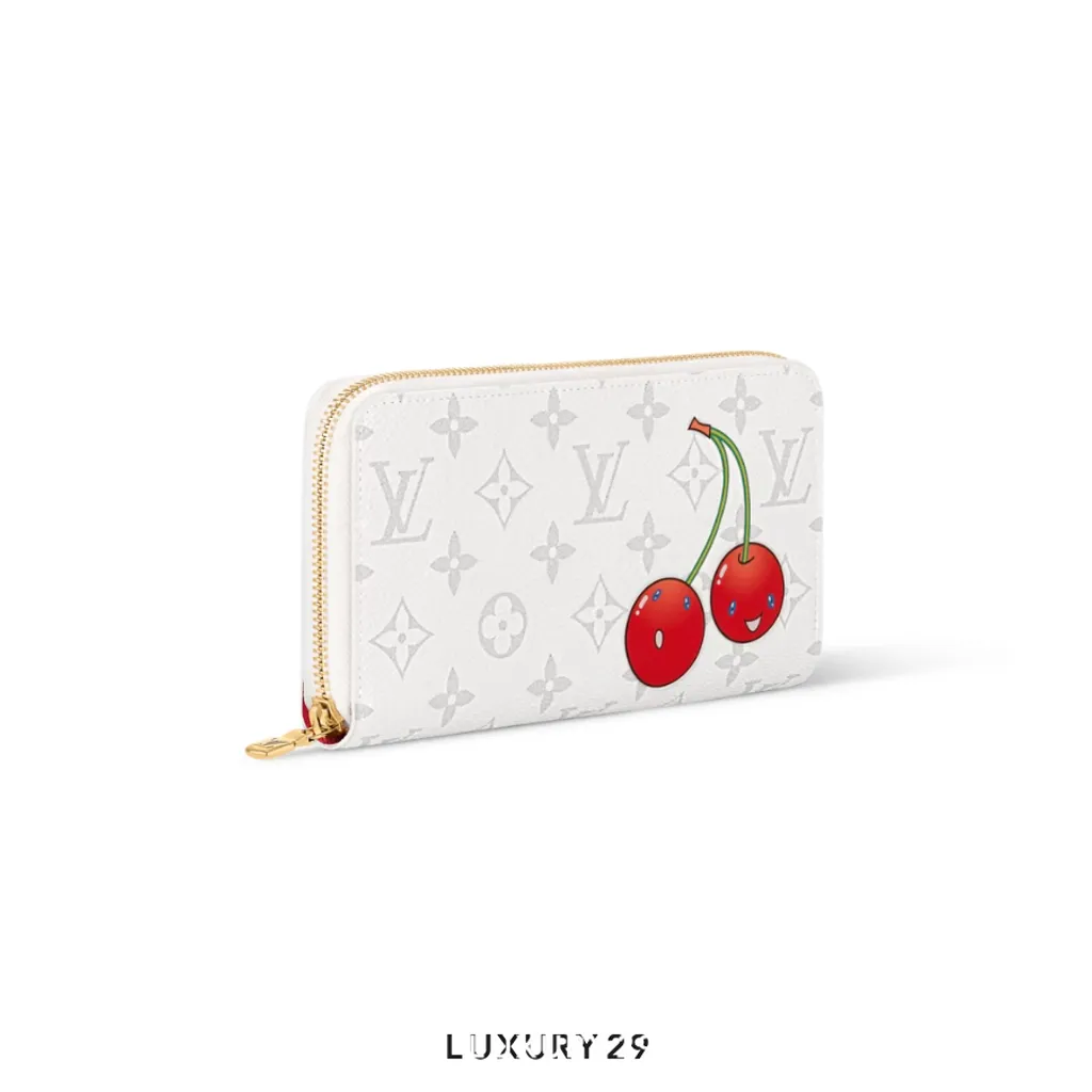 Louis Vuitton LV x TM Zippy Wallet Monogram White coated canvas Cherry(Small, White)