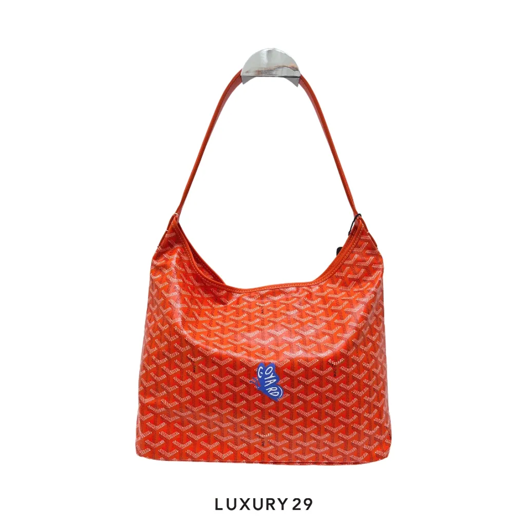 Goyard Boheme Hobo Bag Orange Hand-Painted  Butterfly iris(Small, Orange)