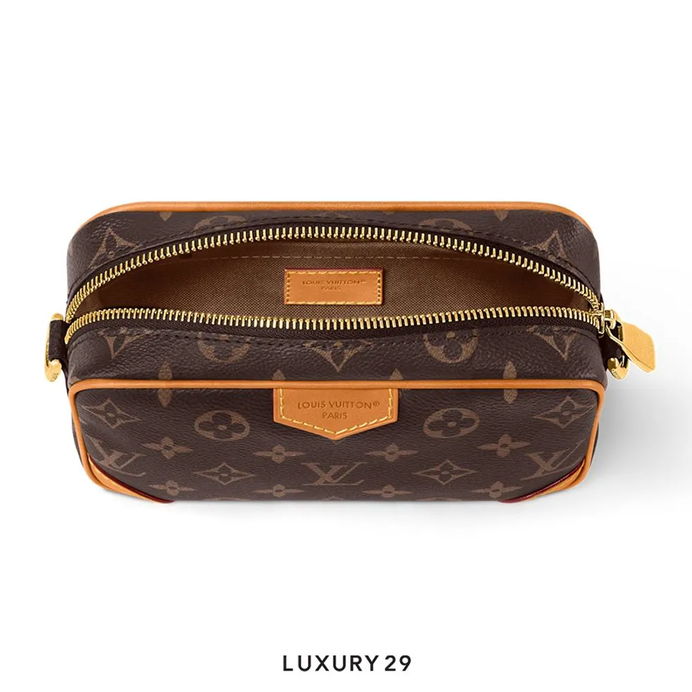 Louis Vuitton LV Trocadero Wearable Wallet Aged natural cowhide leather trim Monogram coated canvas(Small, Brown)