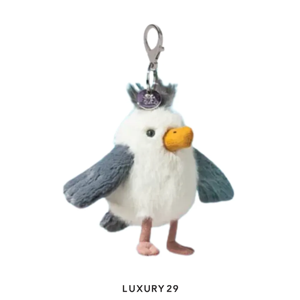JellyCat Chip Seagull Bag Charm Grey(Small, Grey)