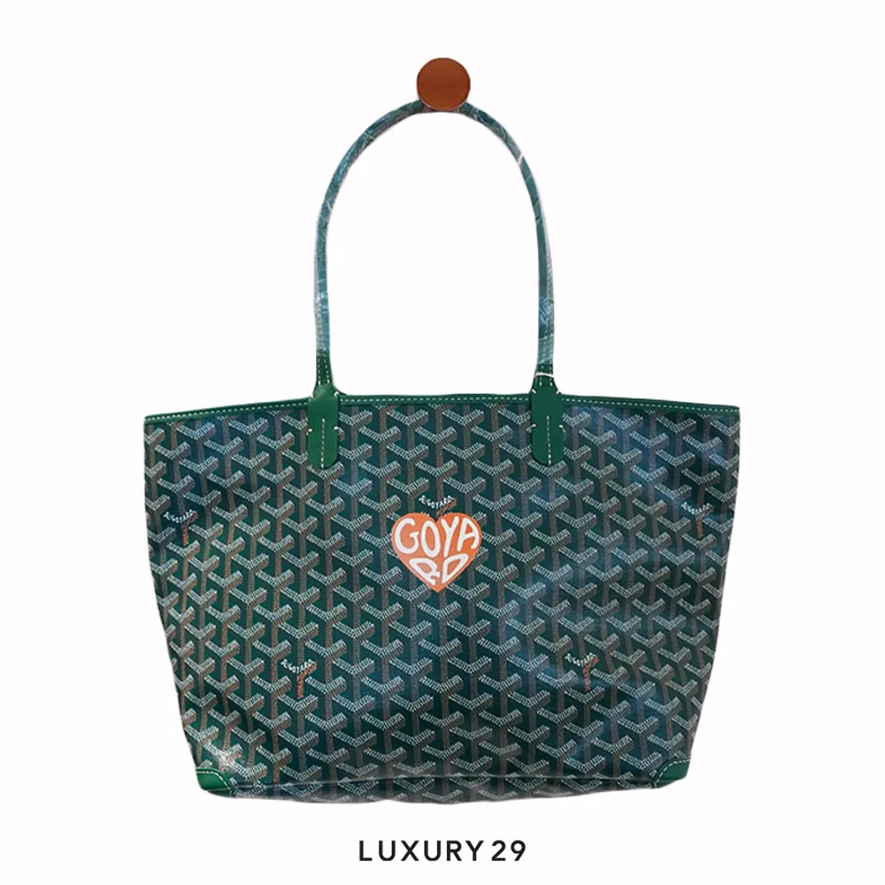 Goyard Artois PM Bag Green Hand-Painted Heart Gold(Small, Green)