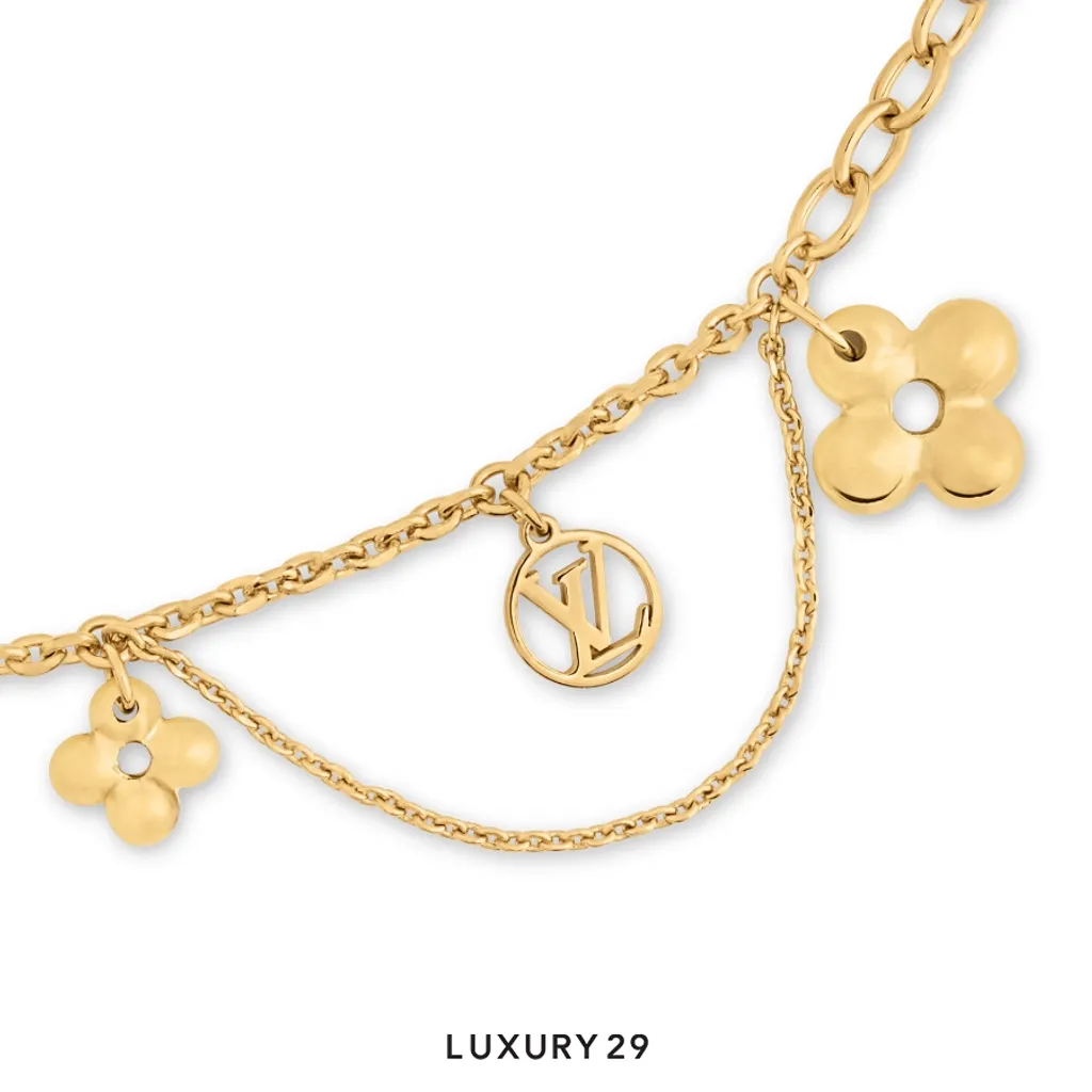 Louis Vuitton LV Icon Blooming Supple Necklace(Free Size, Gold)