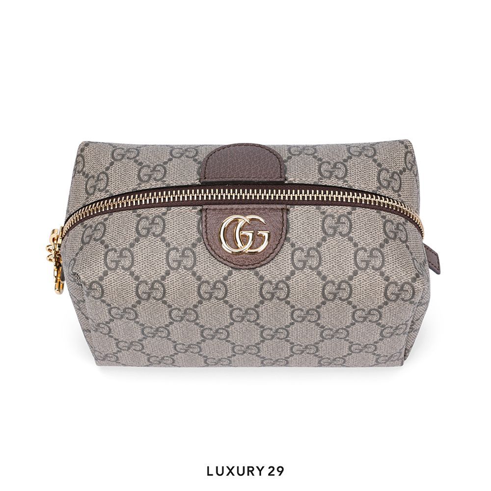 Gucci Ophidia Cosmetic Case GG Supreme Small Beige/Ebony(Small, Neutrals)
