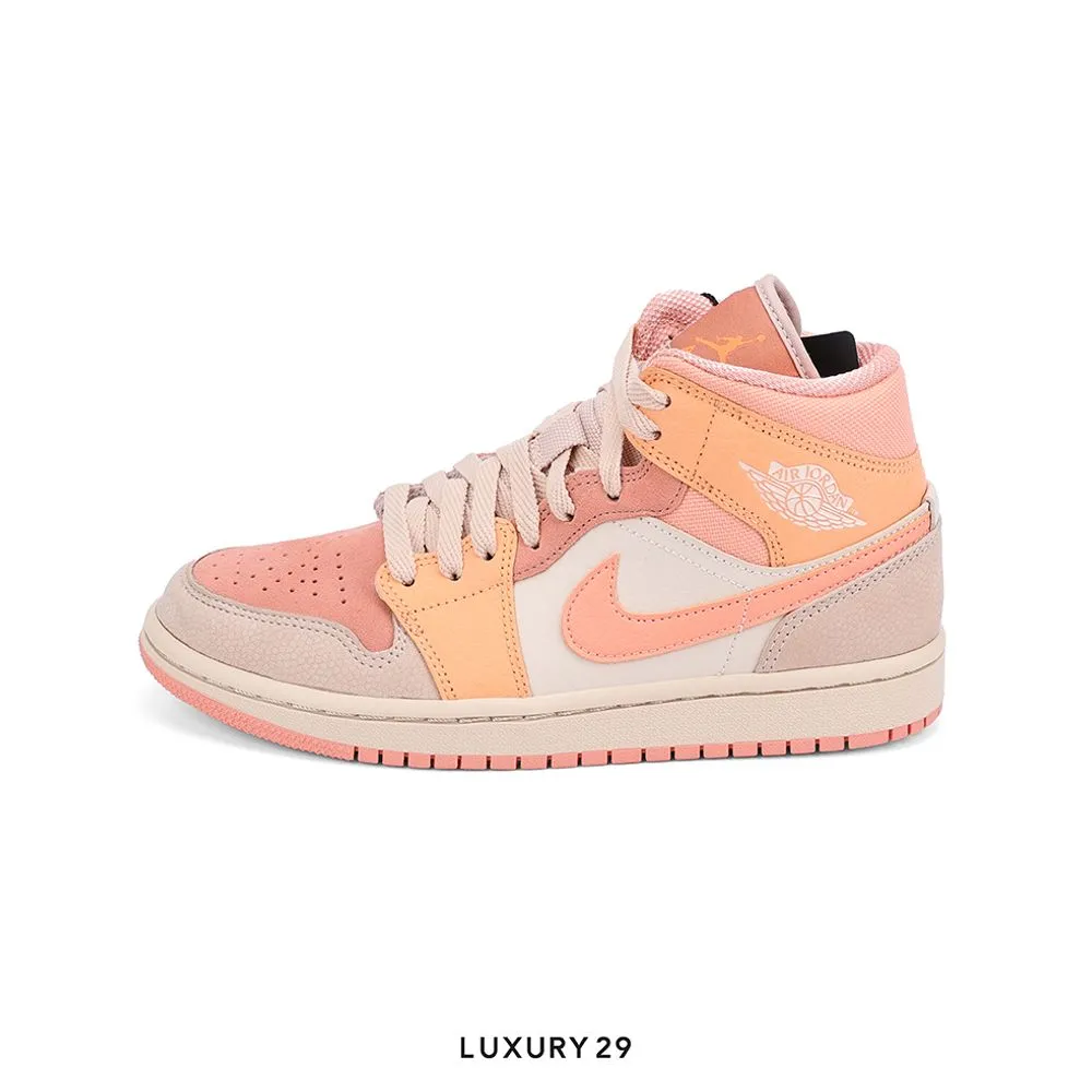 Nike Jordan 1 Mid Apricot Orange (Women's)(W)(37.5, Orange)