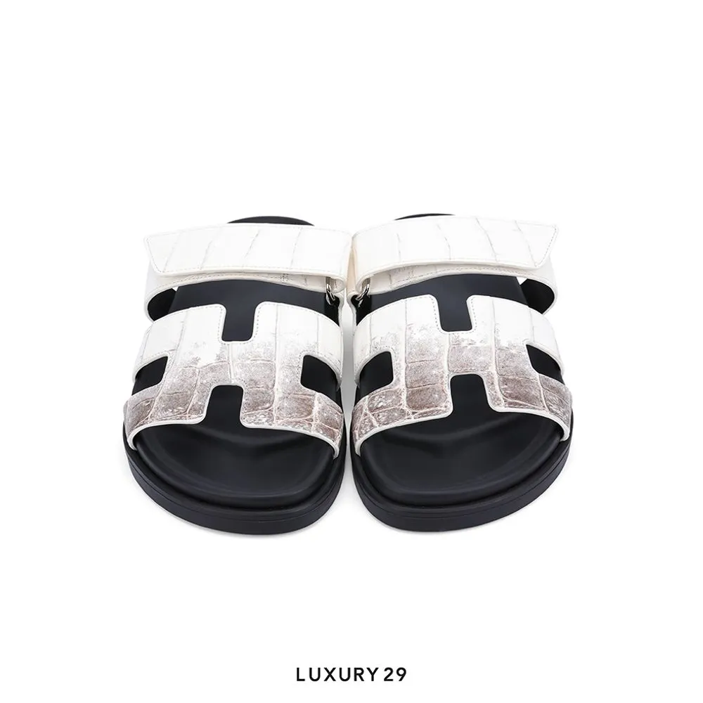 Hermes Chypre sandal Himalaya Crocodile Limited(38, Black)