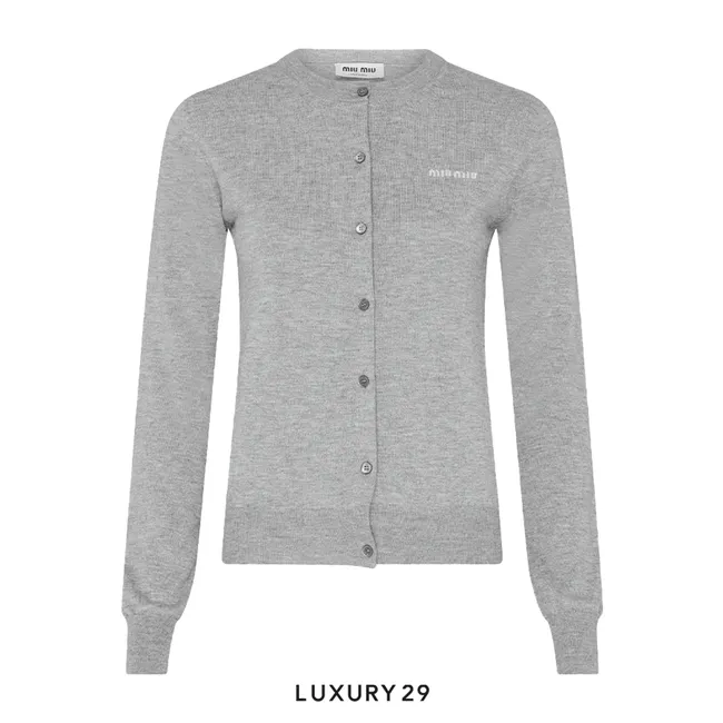 Miu Miu Cashmere And Silk Cardigan Grey