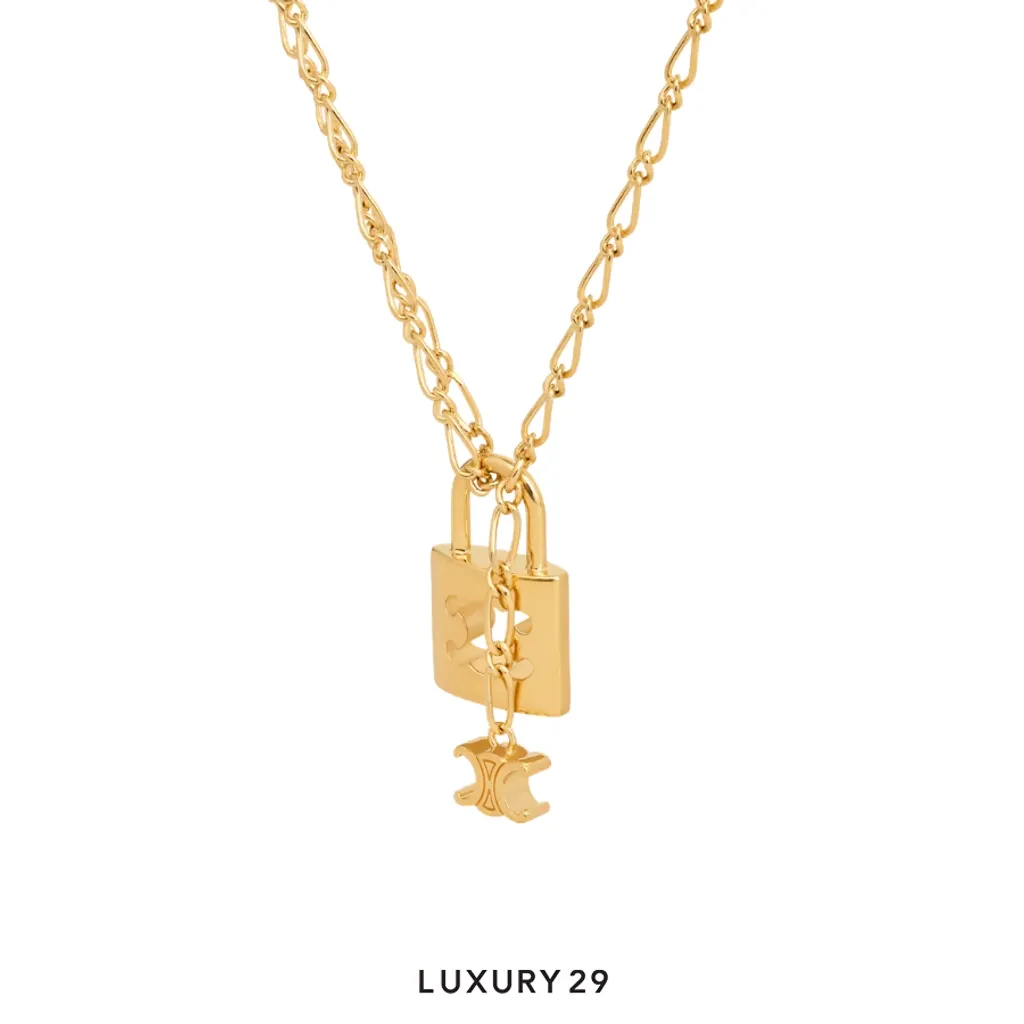 Celine Triomphe Lock necklace Gold(Free Size, Gold)