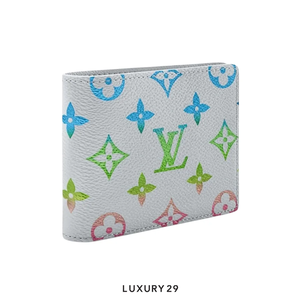 Louis Vuitton LV Slender Wallet Monogram iridescent canvas Gray gradient(Small, Grey)