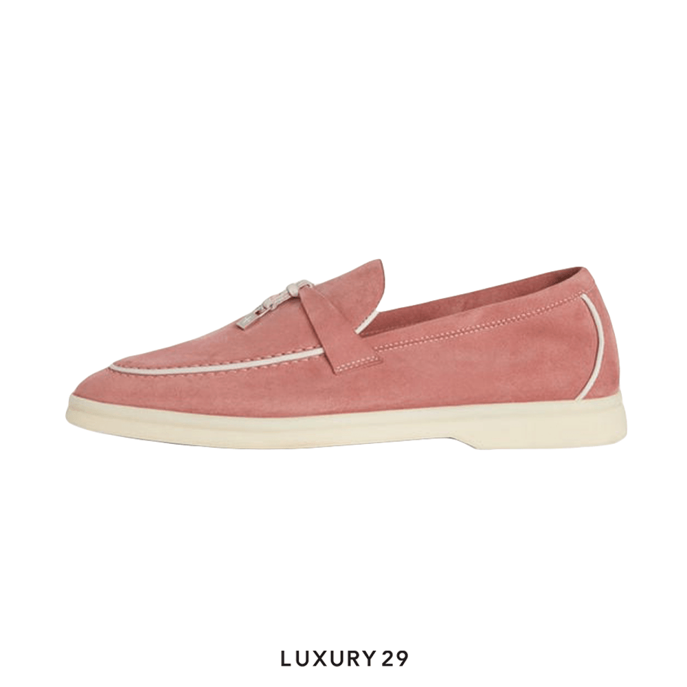 Loro Piana Summer Charms Walk Loafers Suede Goatskin Ancient Blush(37, Pink)
