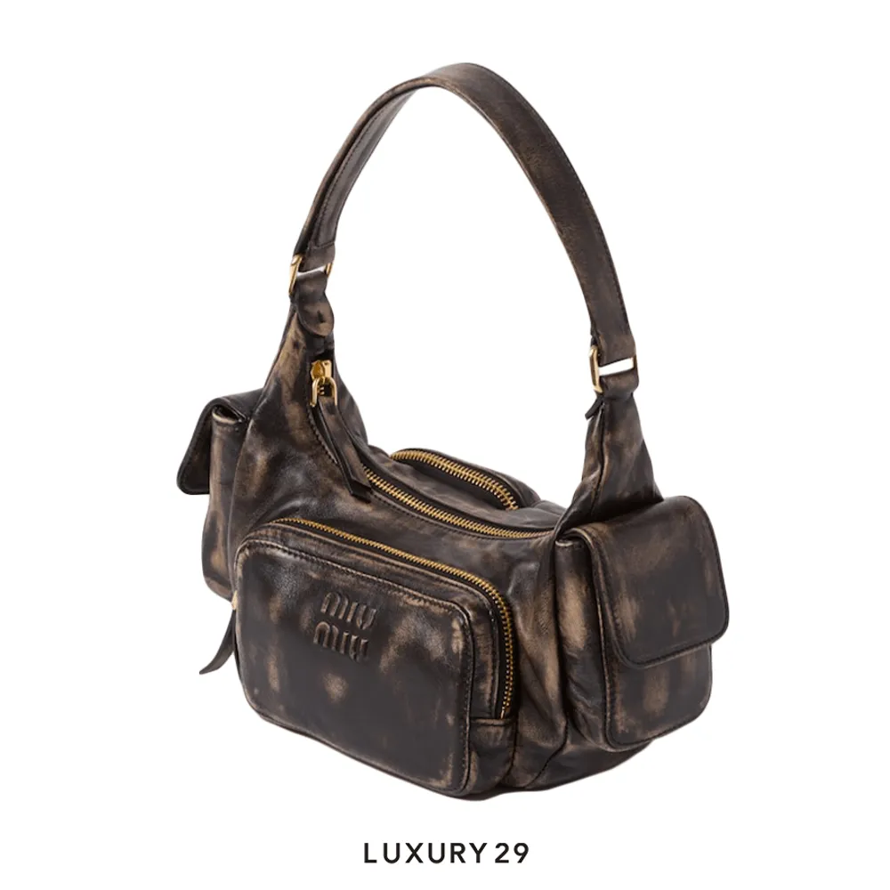 Miu Miu Nappa Leather Pocket Bag Coffee(Mini, Black)
