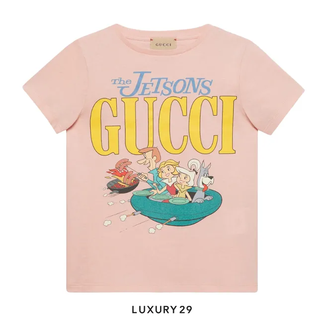 Gucci Children's Printed Cotton T-Shirt In Light Pink Cotton Jersey With Gucci And The Jetsons Print