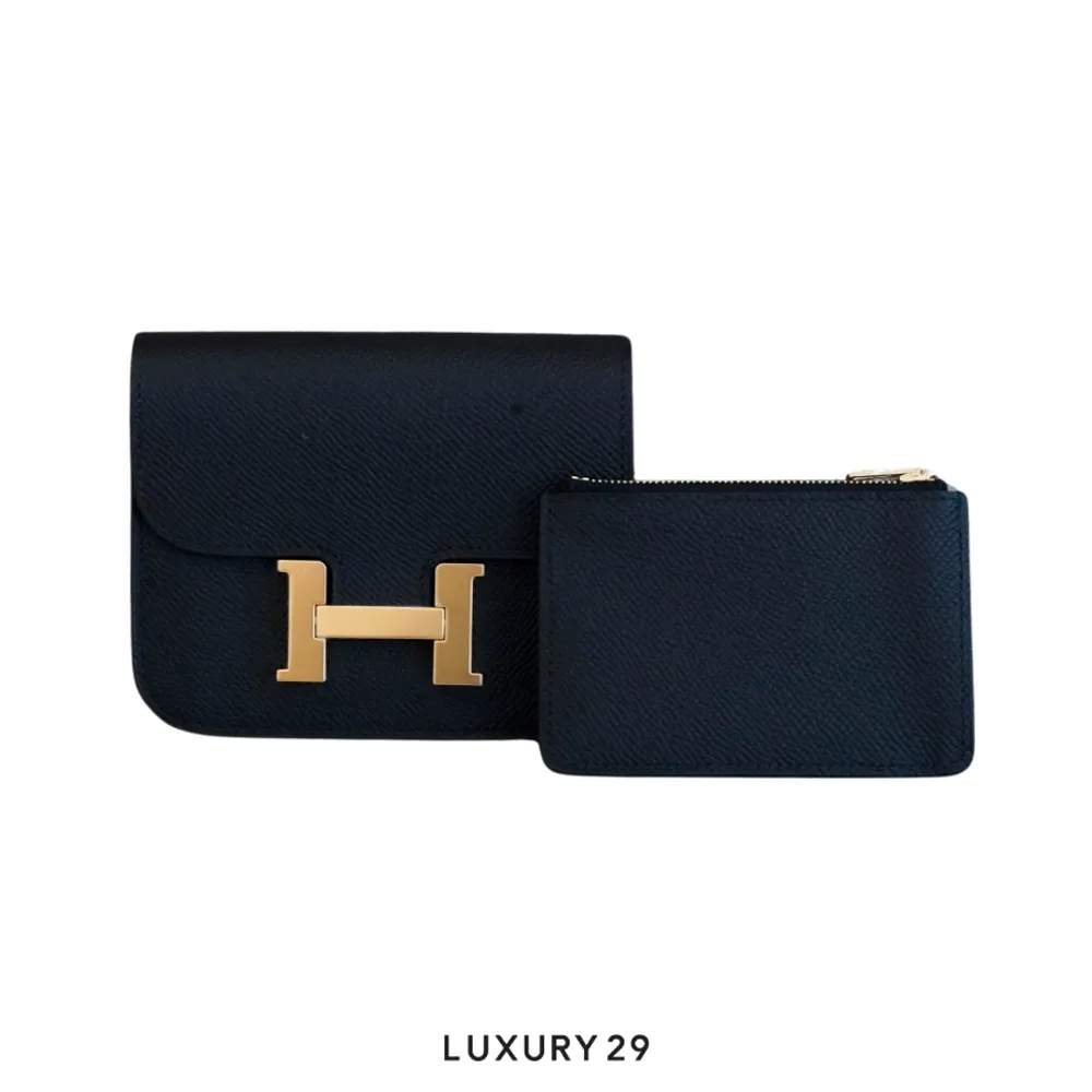Hermes Constance Slim Compact Veau Epsom Noir(Mini, Black)