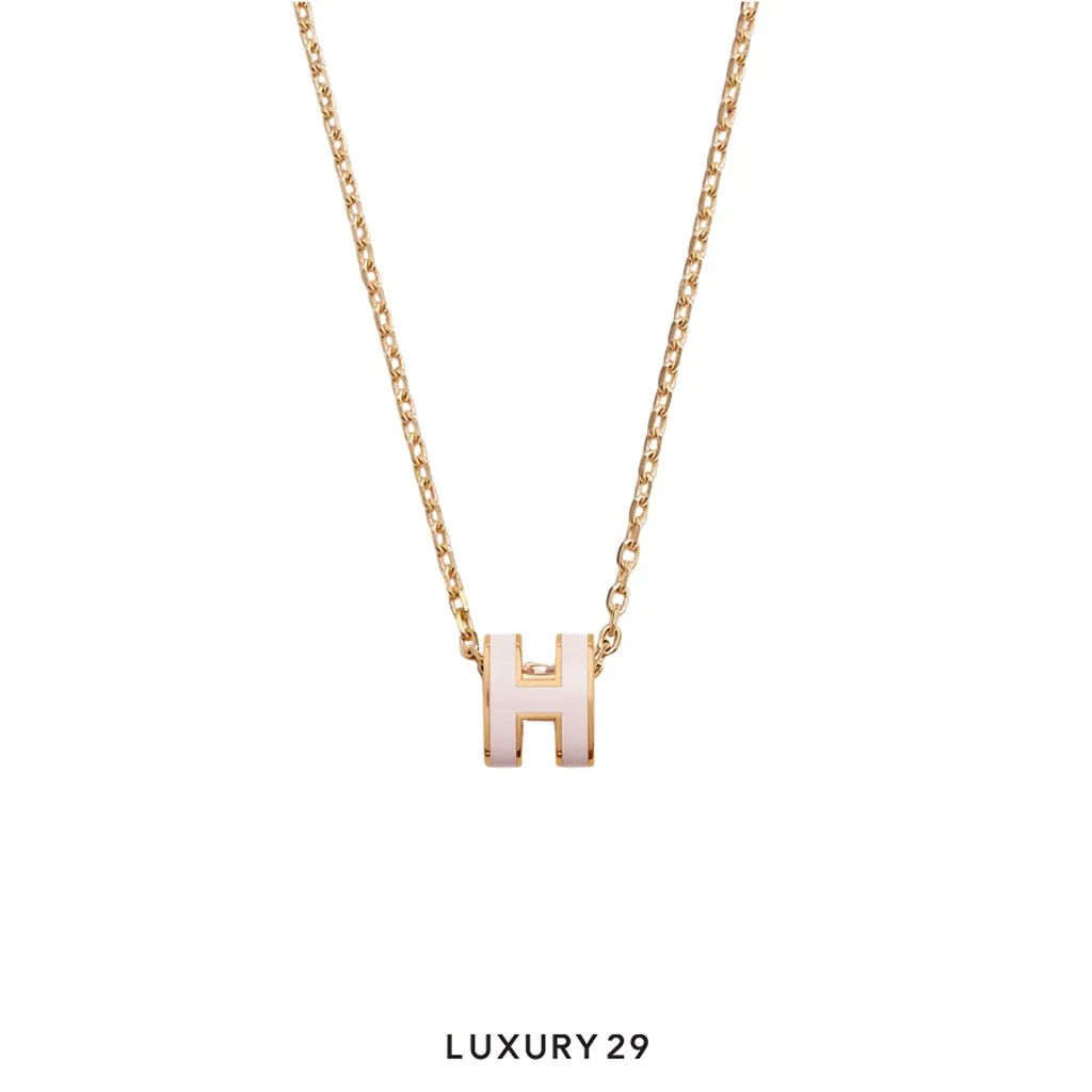 Hermes Mini Pop H Pendant Gold Plated Rose dragee(Free Size, Pink)
