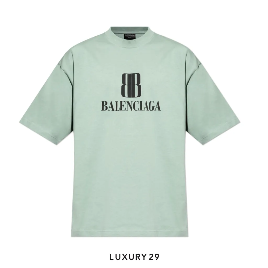 Balenciaga Men's Nano Bb T-shirt Medium Fit in Dirty Green