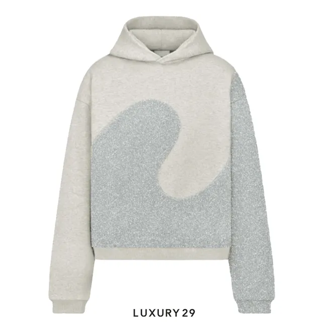 Dior by ERL Hooded Sweatshirt, Relaxed Fit Sweatshirt Gray Heathered Cotton Fleece