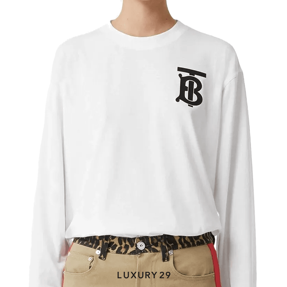 Burberry Atherton TB logo Long sleeve t-shirt White(L, White)