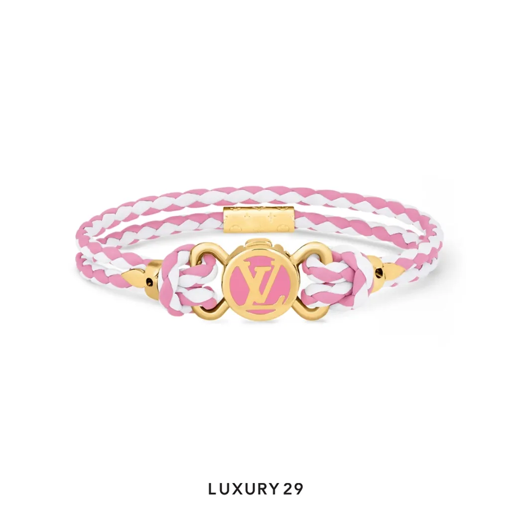 Louis Vuitton LV Clic It Bracelet Pink/White leather(Small, Pink)