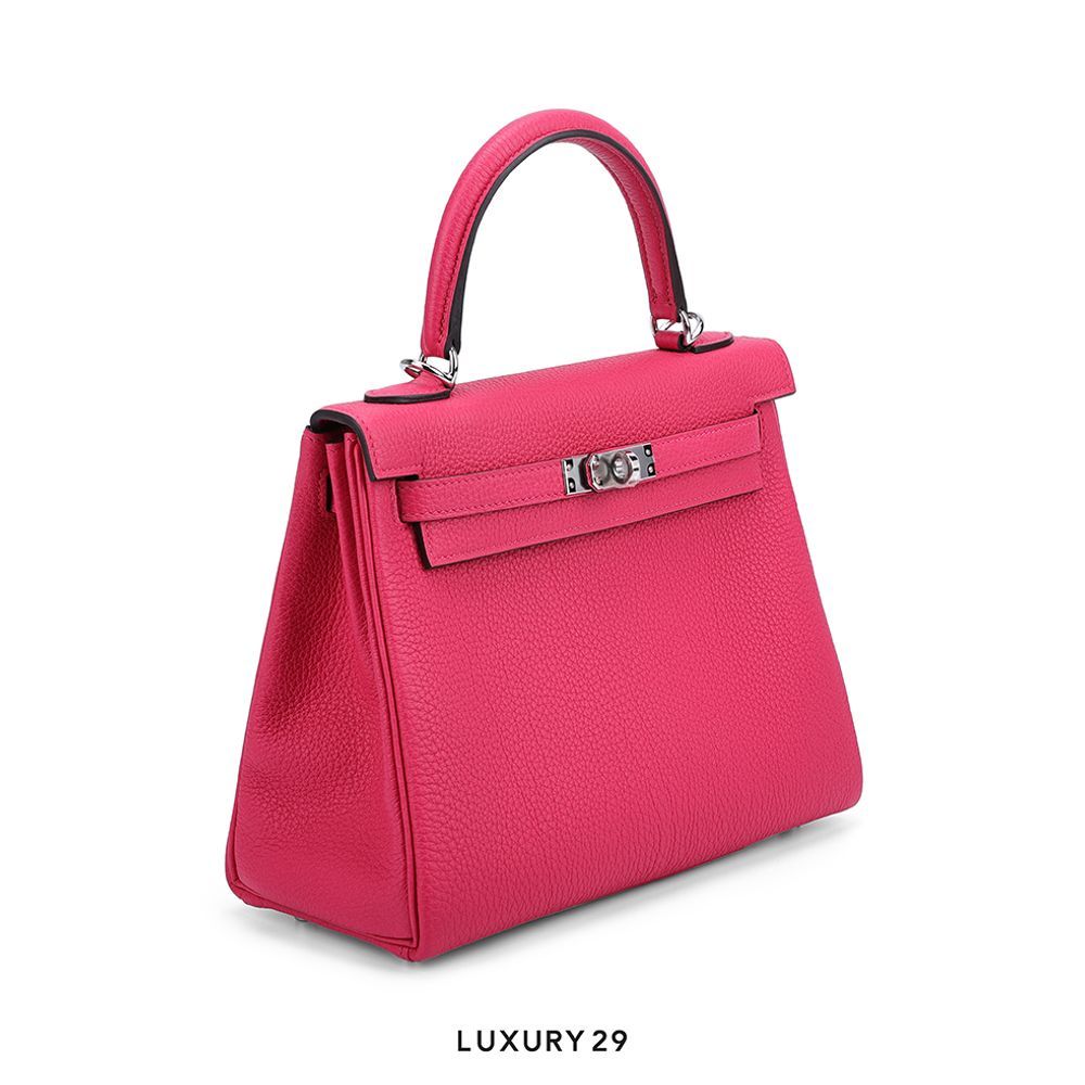 Hermes Kelly Retourne 25 Magnolia Togo Palladium Hardware / U Stamp(Small, Pink)
