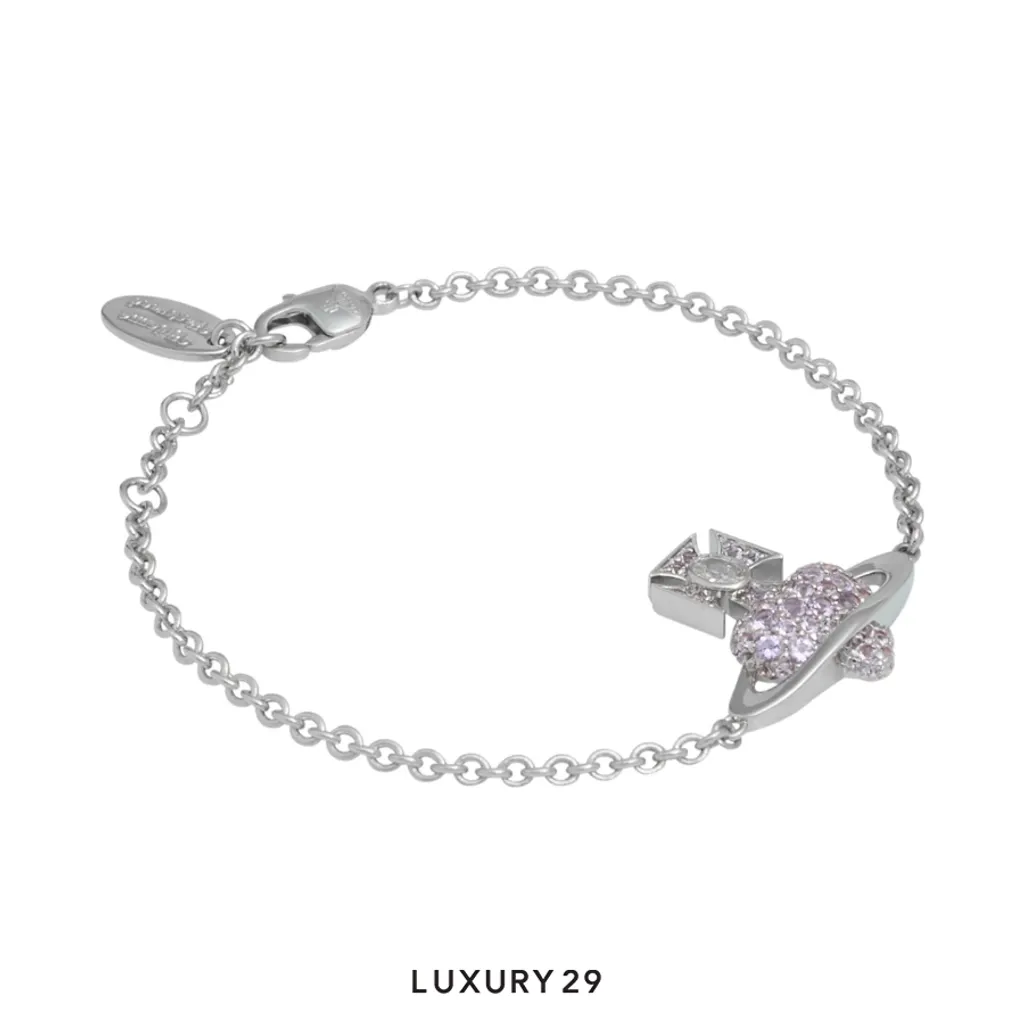 Vivienne Westwood Agatha Bracelet Platinum/Lilac White(Free Size, Silver)