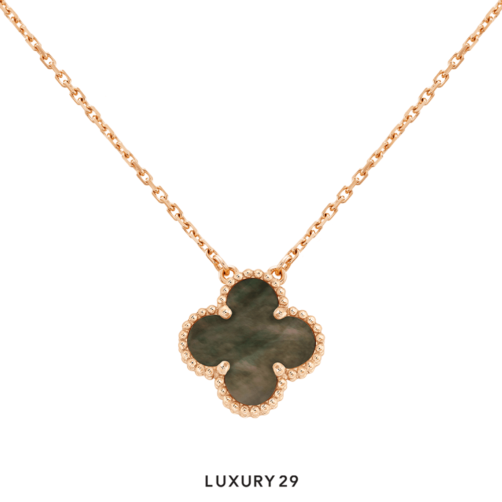 Van Cleef & Arpels Vintage Alhamvra Pendant 18K Rose Gold, Gray Mother-of-Pearl(Free Size, Silver)