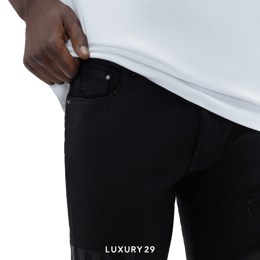 Amiri WAX LOGO JEAN BLACK(XL, Black)